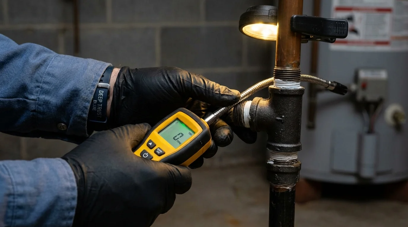 Gas leak detection with electronic sniffer by Johns Plumbing LLC in Cayce