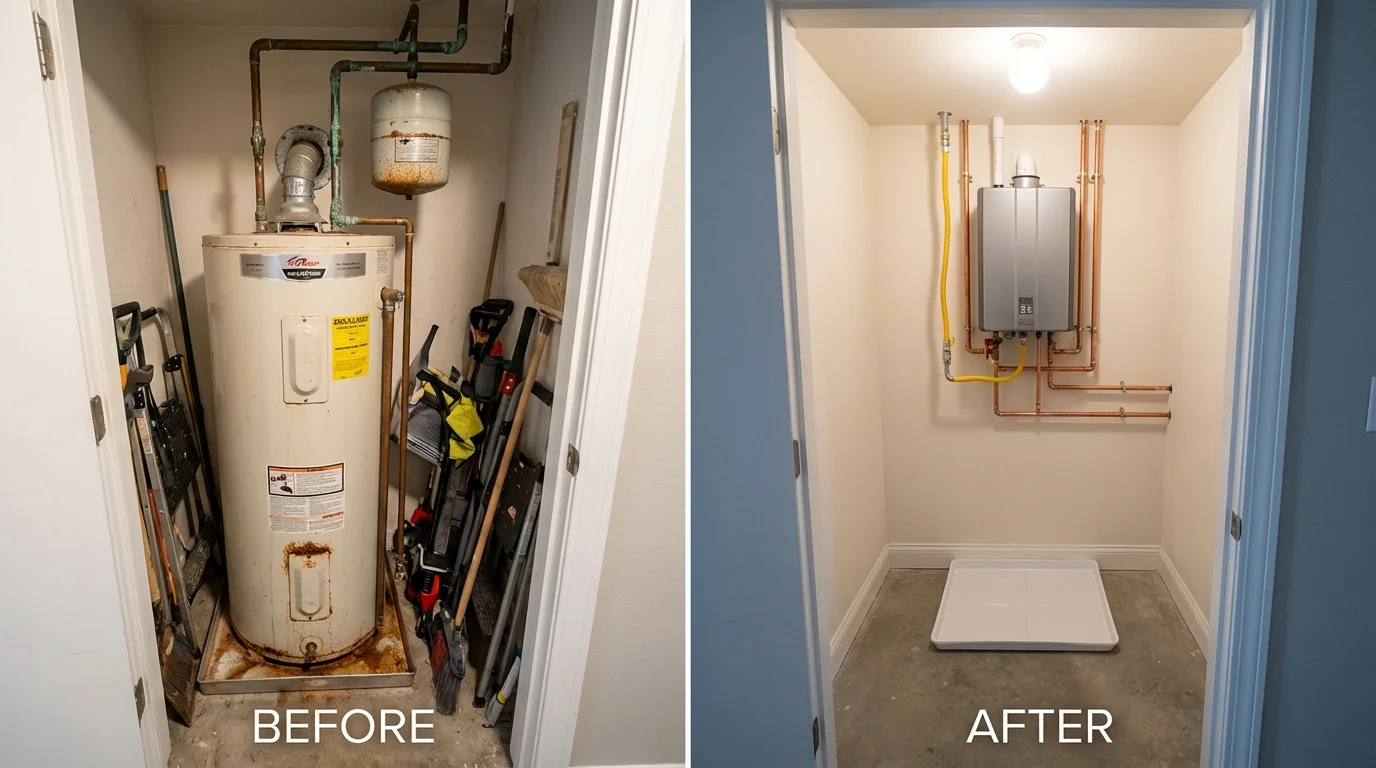Tank water heater versus wall-mounted tankless unit comparison for Cayce, SC homeowners